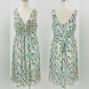 Vintage BLU SAGE Mod Geometric Sleeveless Dress Garden Party Size 12 Empire
